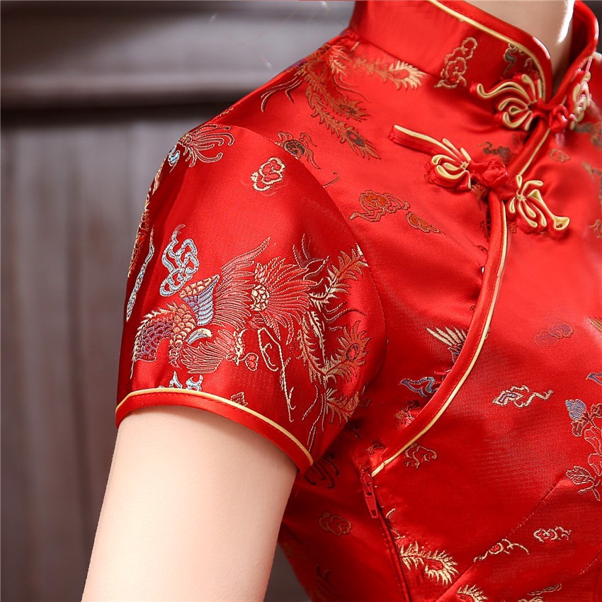 Chinese Traditional Qipao Cheongsam Dress Dragon Phenix Long Cheongsam Dresses