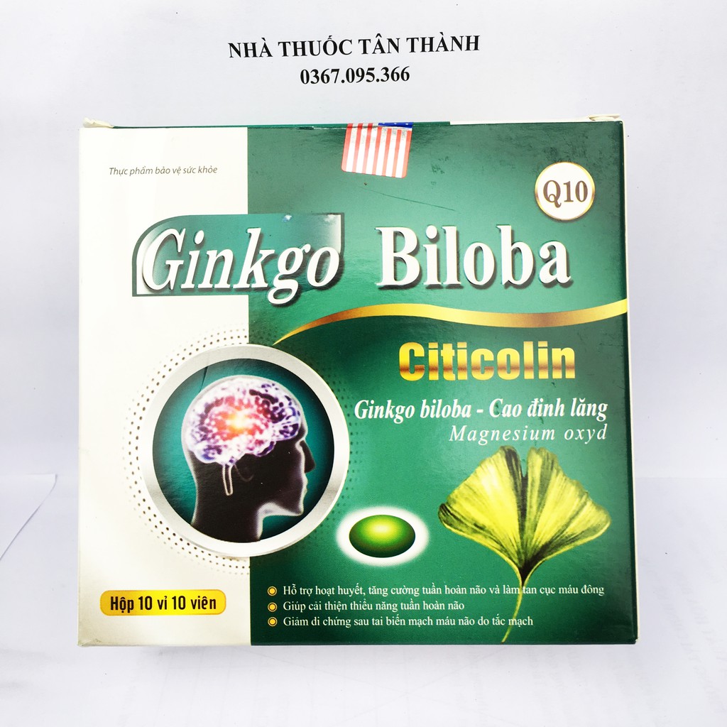 GINKGO BILOBA viên màu xanh hộp 100 viên