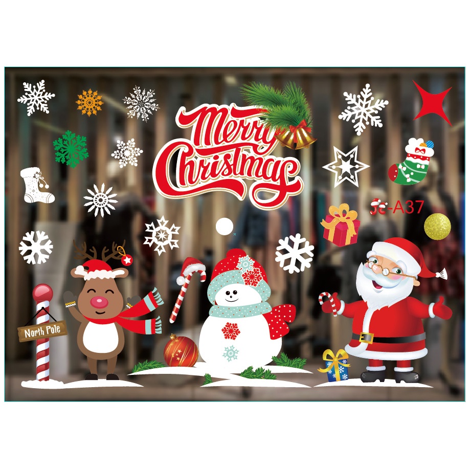 Decal Hít Tích Điện Trang Trí Giáng Sinh Noel Dán Tường Dán Cửa Kính Bé bebe | BigBuy360 - bigbuy360.vn