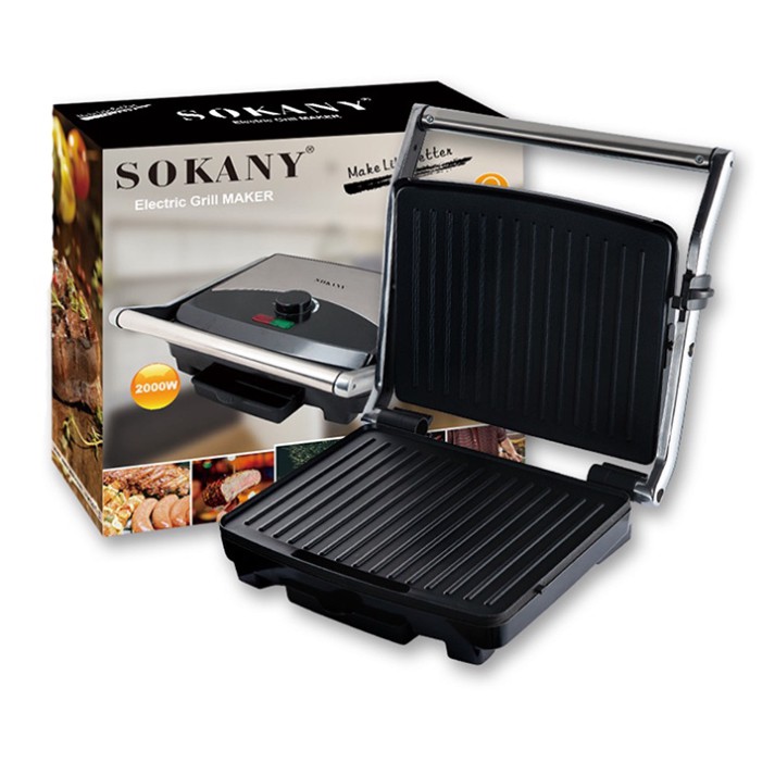 Máy Kẹp Nướng Bánh Mì SOKANY, Ép Bánh Sandwich, Rán Trứng, Làm Đồ Ăn Sáng, Nướng Thịt 2 Mặt Đa Năng