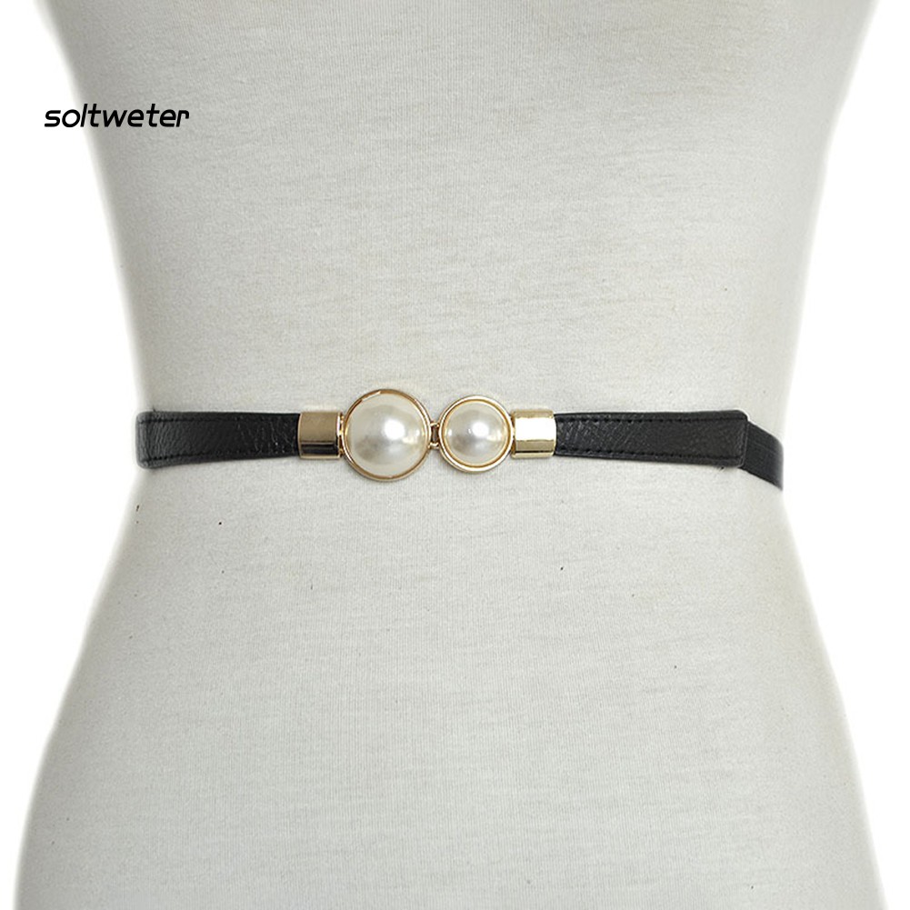 Thắt lưng thời trang nữ co giãn đính ngọc trai giả