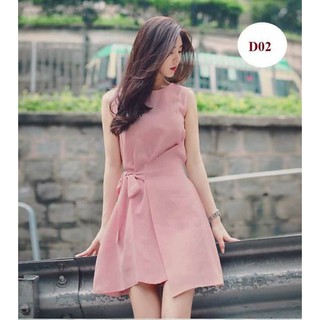 Đầm tà đắp thắt eo không tay