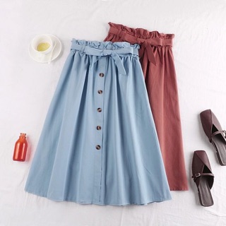 Chân váy Linen cúc gỗ