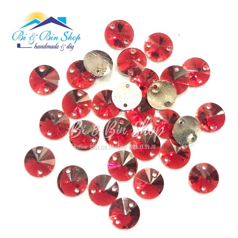 50 Viên Đá Kiếng Tròn 10mm Đính Kết Trang Phục Thời Trang, Làm Phụ Kiện Handmade