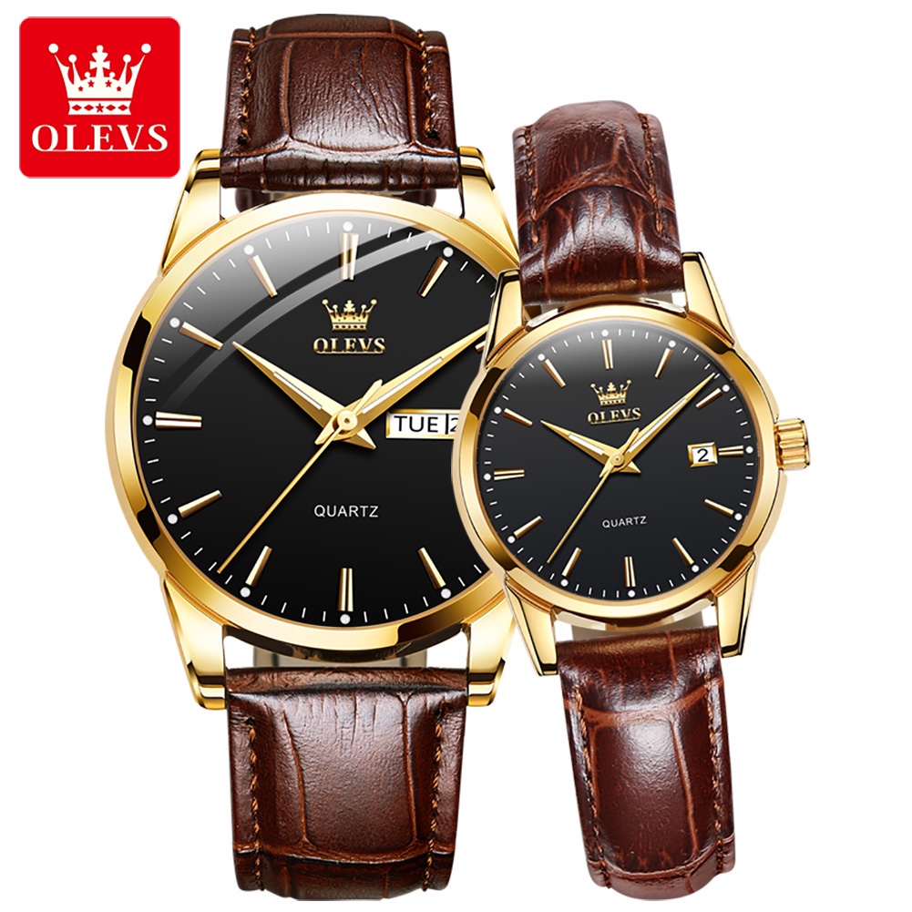 Đồng hồ da cặp đôi OLEVS 6898 thời trang chống thấm nước - HÀNG MỚI VỀ