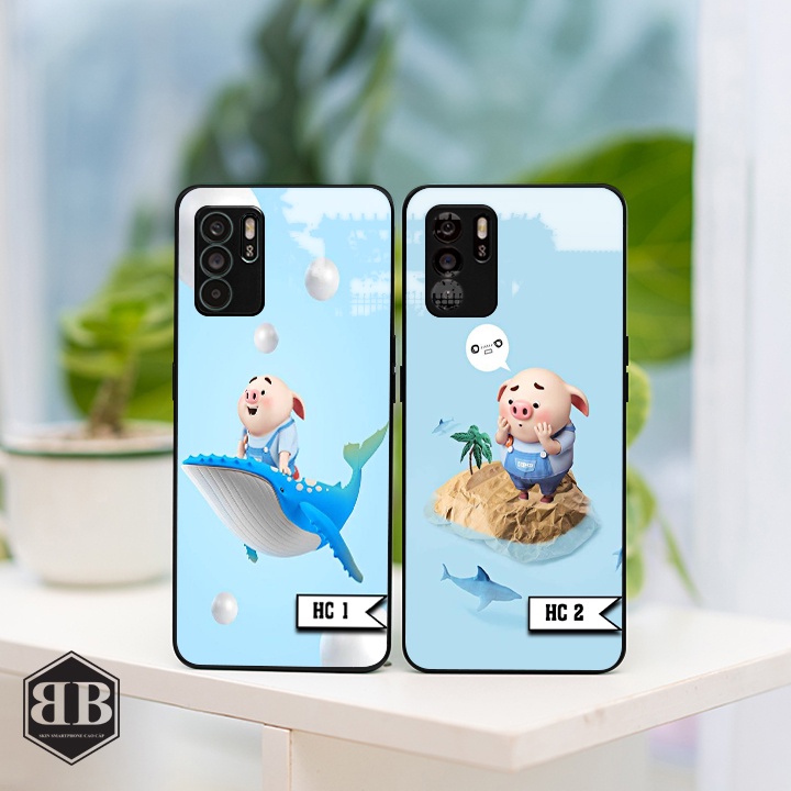 ỐP lưng kính cường lực Oppo Reno6 Z  heo con