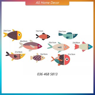 Bộ cá Decor Cao cấp, bộ cá treo tường - 9 em cá dán tường