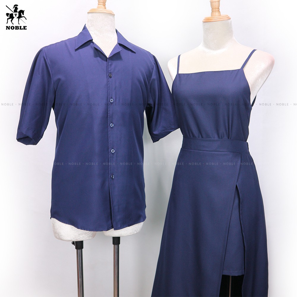 [Freeship] Set đồ đôi áo sơ mi nam, váy nữ xẻ tà hàn quốc thời trang Noble TN301 (Kèm ảnh thật)