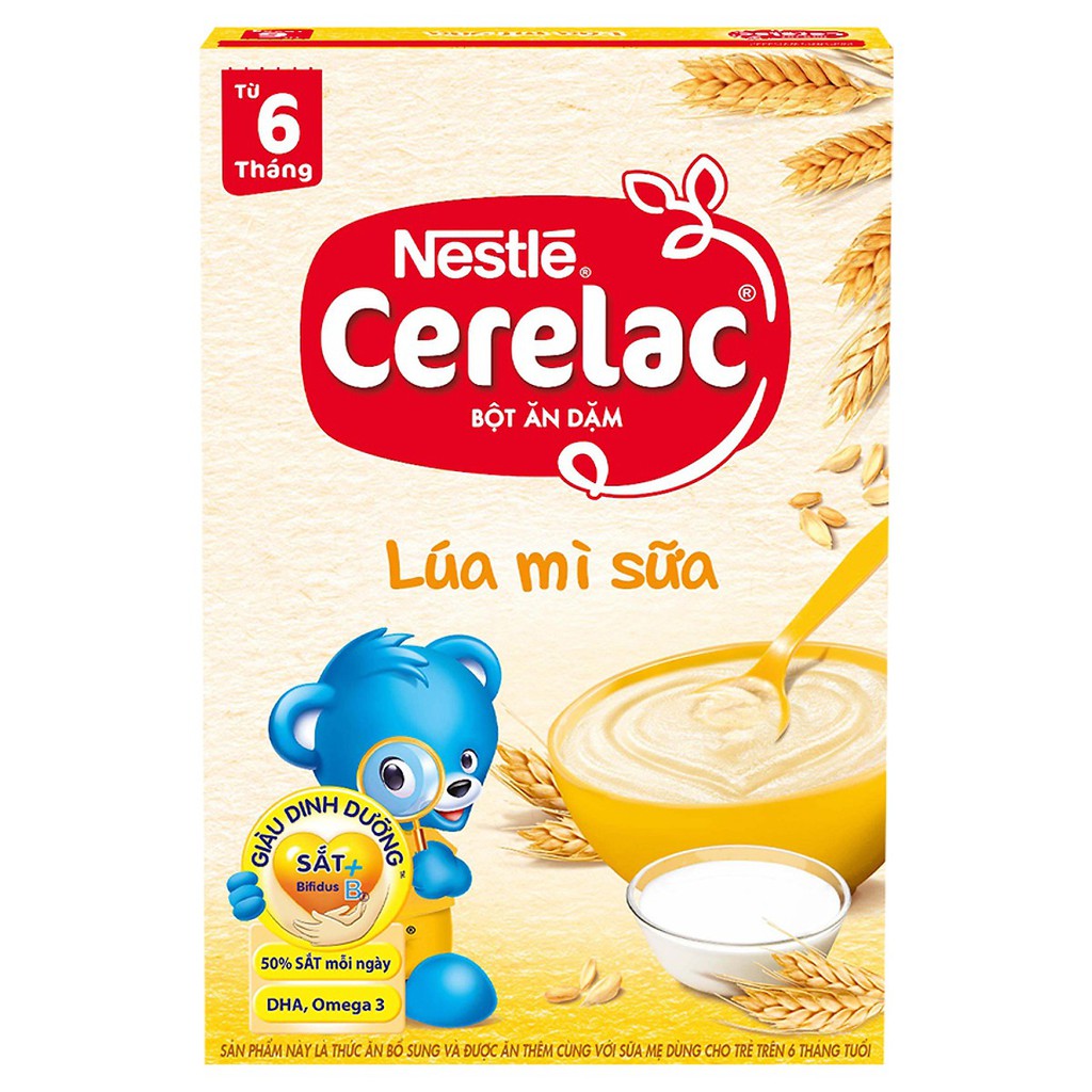 Bột Ăn Dặm Nestle Cerelac Lúa Mì Và Sữa (200g)