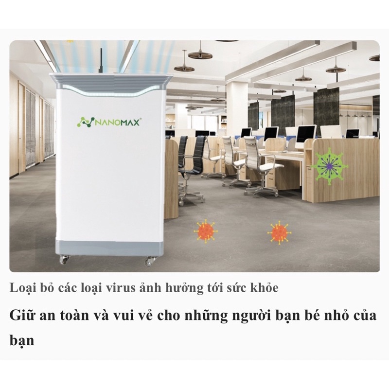 Máy Lọc Không Khí NANOMAX A-01, Bộ Lọc HEPA 4 Lớp Lọc Bụi Mịn, Màn Hình Cảm Ứng Tích Hợp Điện Thoại Thông Minh