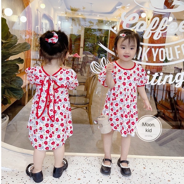 Váy đũi tơ bé gái nơ lưng từ 8-20kg