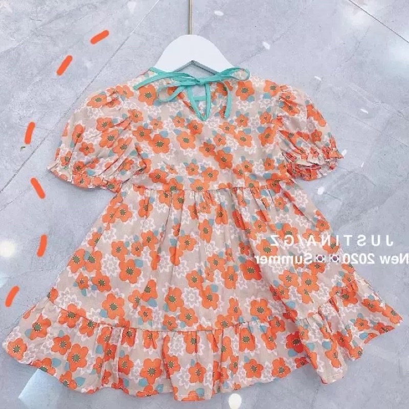 Váy bé gái hoa nhí cam