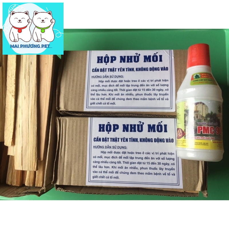 Combo diệt mối sinh học PMC: 2 Hộp nhử mối + 1 lọ diệt mối PMC 90 (hanpet 432h) LOẠI HỘP TO