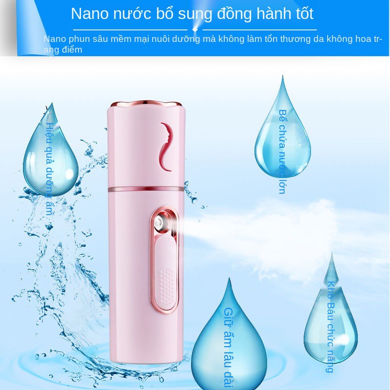 Dụng cụ dưỡng ẩm phun nano lạnh cầm tay, làm đẹp mini cho khuôn mặt học sinh, máy xông hơi có thể sạc lại