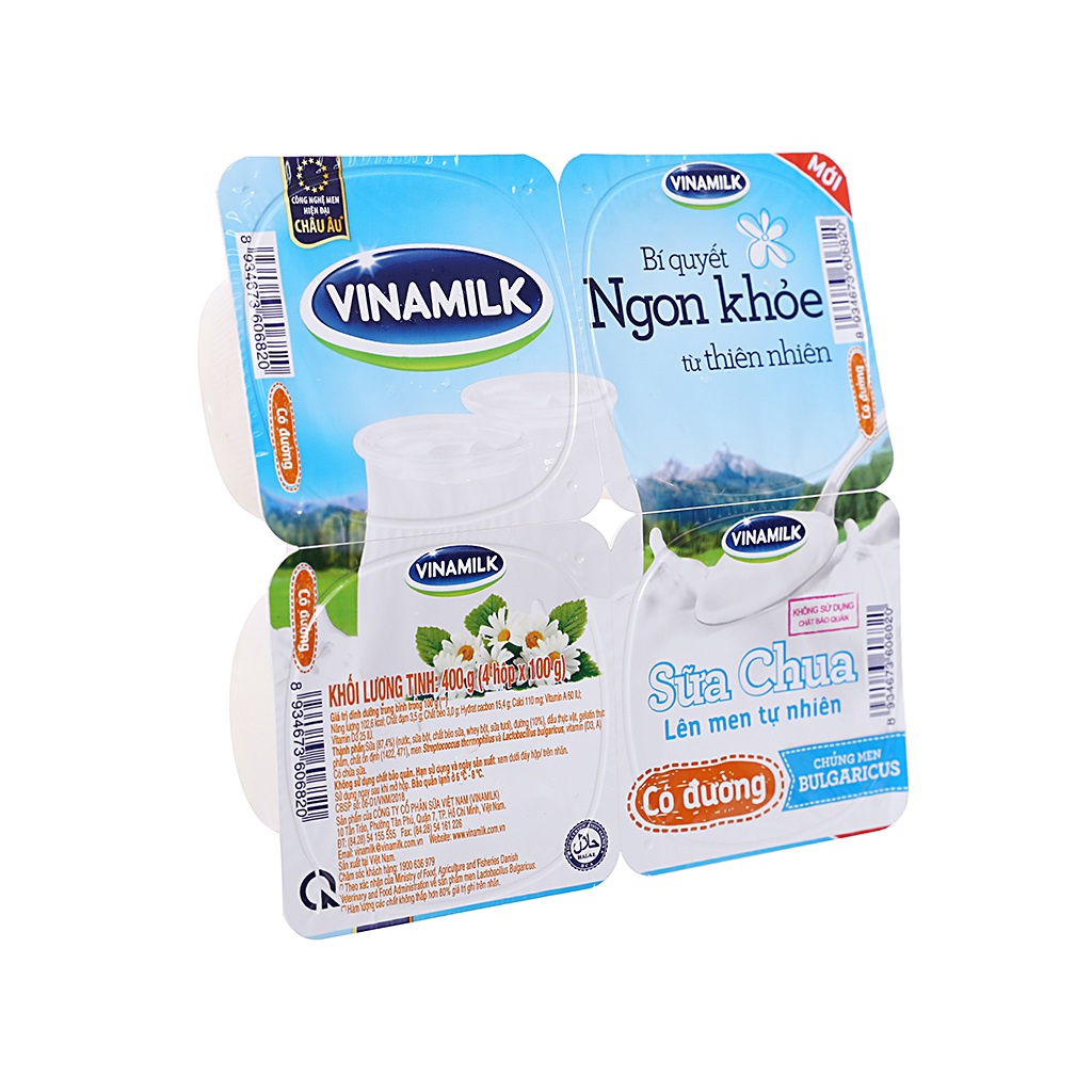 Lốc 4 Hộp Sữa Chua Ăn Vinamilk Có Đường 100g