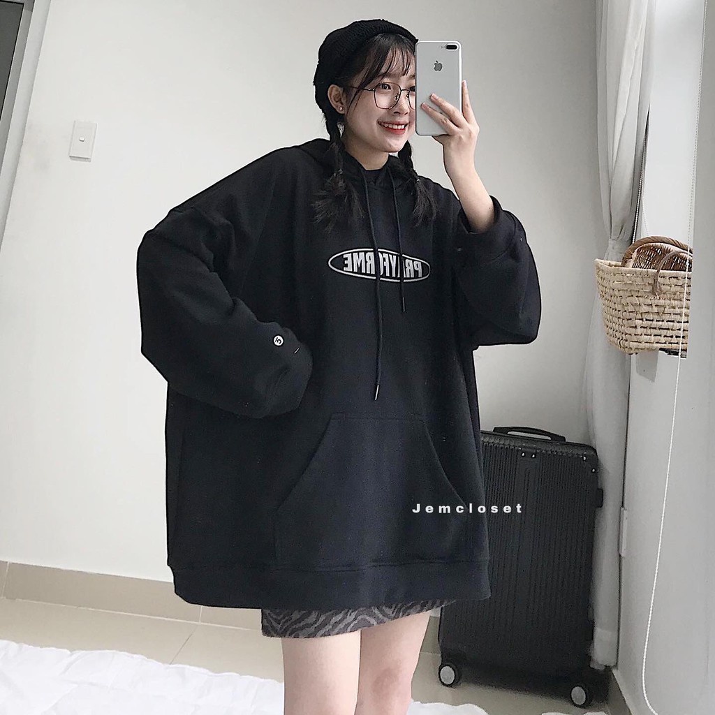 Áo Hoodie Nữ Form Rộng Tay Dài Áo Hoodie In Chữ Có Mũ Phong Cách Ulzzang Basic PRAYFORME - 1953 GOUS OFFICIAL