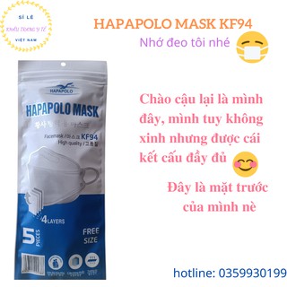 [HAPAPOLO MASK] Khẩu Trang Trắng Y Tế Cao Cấp, KF94 Người Lớn