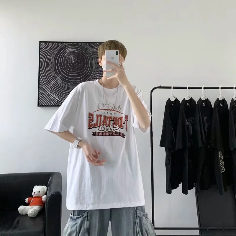 Áo Thun Nam Tay Ngắn Cổ Tròn In Chữ Phong Cách Retro Đơn Giản Thời Trang Size M-8XL