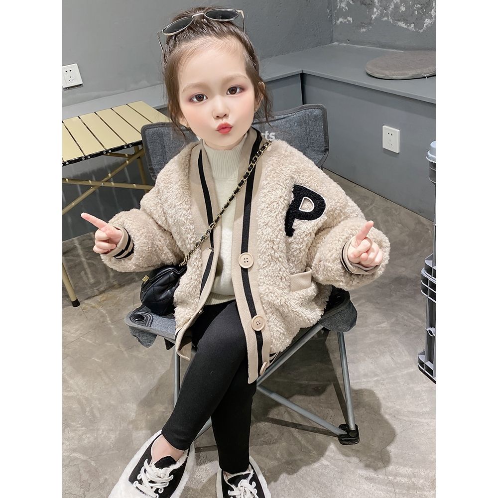 Áo Khoác Lông Cừu Dày Dặn Thời Trang Thu Đông Cho Bé Gái