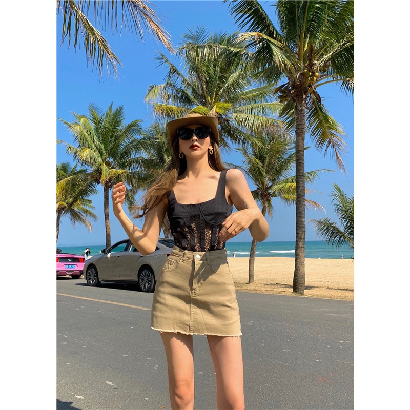 Chân Váy Jean Chữ A Lưng Cao Thời Trang Xuân Hè 2021