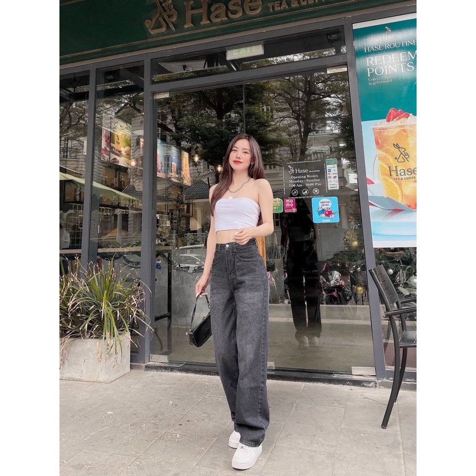 Quần jeans nữ ống rộng GUGUNO