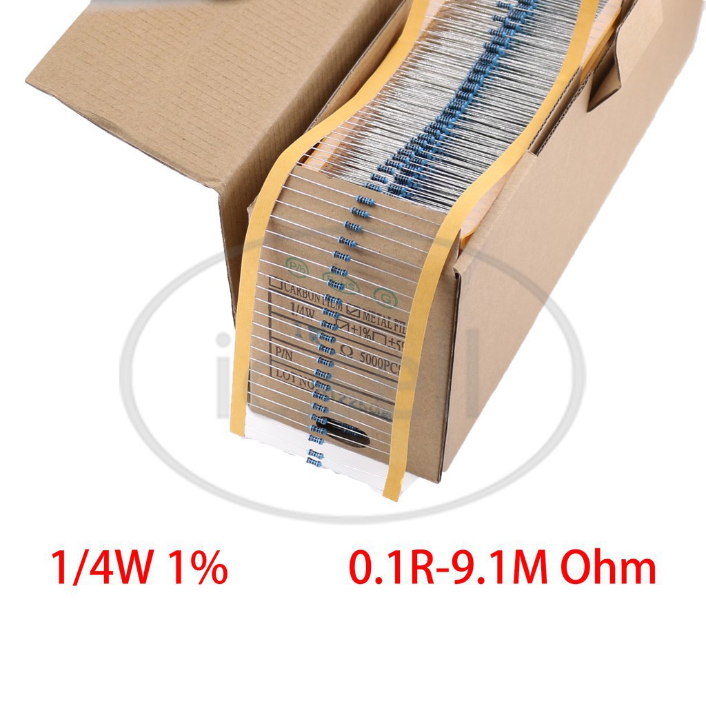 Set 100 điện trở phim 1 / 4w 1 / 2w 1w 8.2r 9.1r 10r 12r 15r 18r 20r 22r Ohm 1% thiết kế chuyên dụng