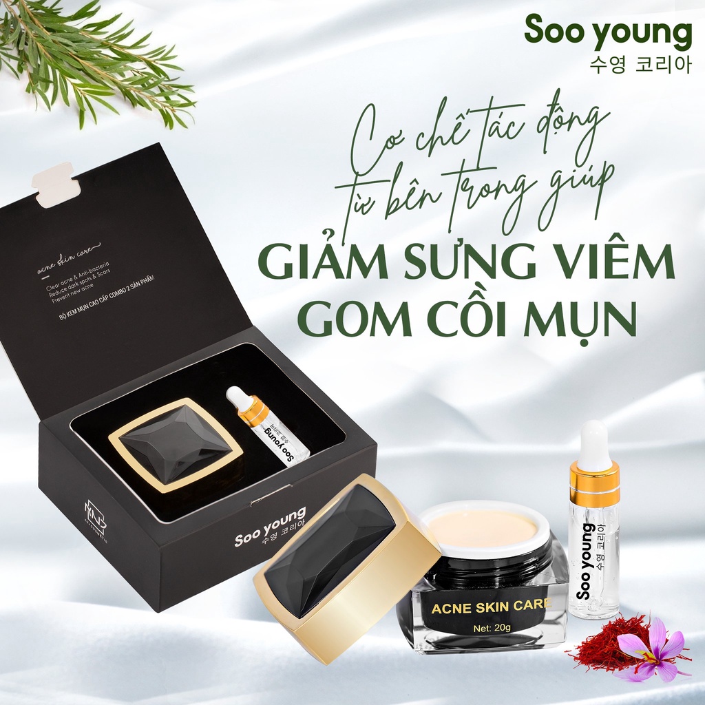 Bộ Đôi Kem Loại Bỏ Mụn,Thâm Mờ Sẹo Soo Young Hàn Quốc,Bộ Dưỡng Chăm Sóc Da Bảo Vệ Sắc Đẹp Có Dưỡng Ẩm,Làm Đẹp Da,Giá Rẻ