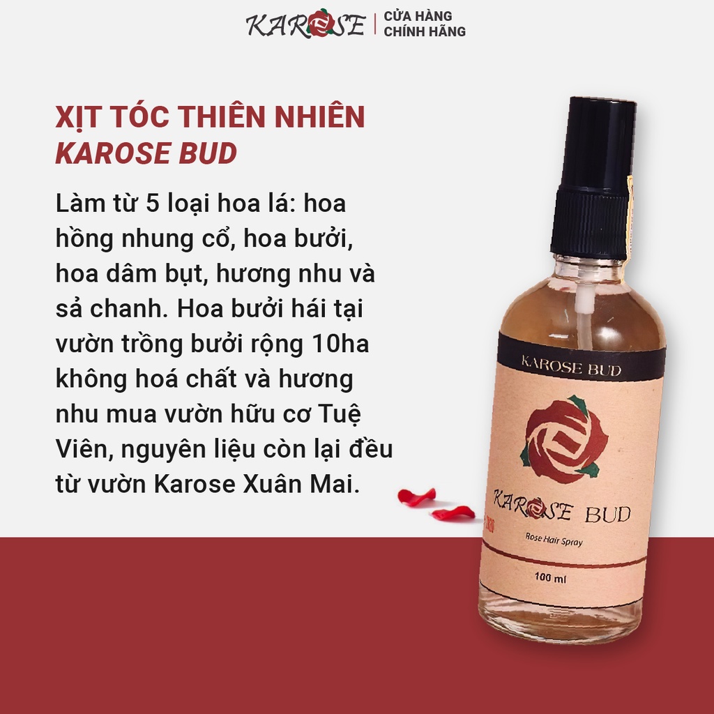 (DATE MỚI NHẤT, 100ml) Xịt Tóc Thiên Nhiên Từ Các Loài Hoa Ngăn Rụng Tóc, Sạch Gàu, Nấm Ngứa, Mọc Tóc KAROSE BUD