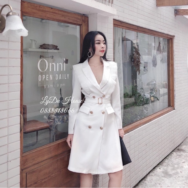 Đầm vest viền bèo dập ly (hình thật+video) | BigBuy360 - bigbuy360.vn