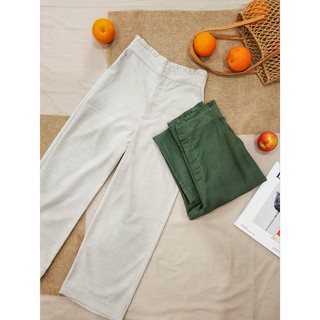 JEMAE - Quần tây vải linen lưng cao ống suông - PA20002