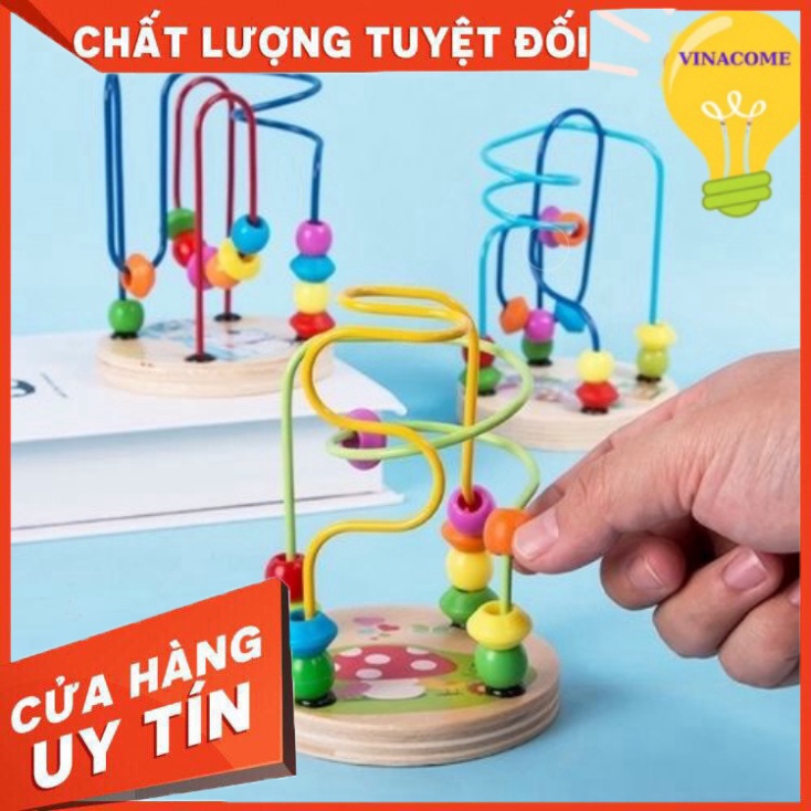 Trò Chơi Gỗ Luồn Hạt Luyện Kỹ Năng Khéo Tay Và Tập Trung MONTESSORI