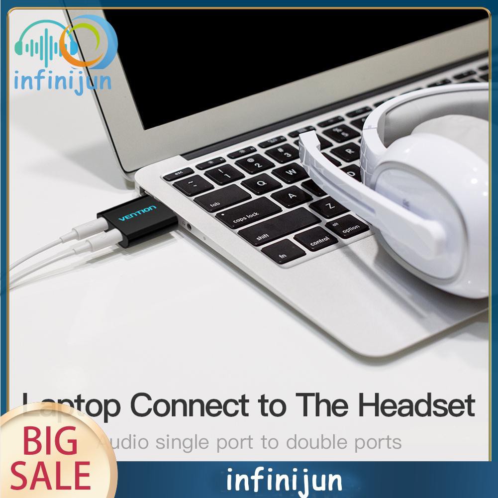 Card âm thanh rời Vention màu đen chuyển đổi từ cổng USB sang giắc 3.5MM | BigBuy360 - bigbuy360.vn