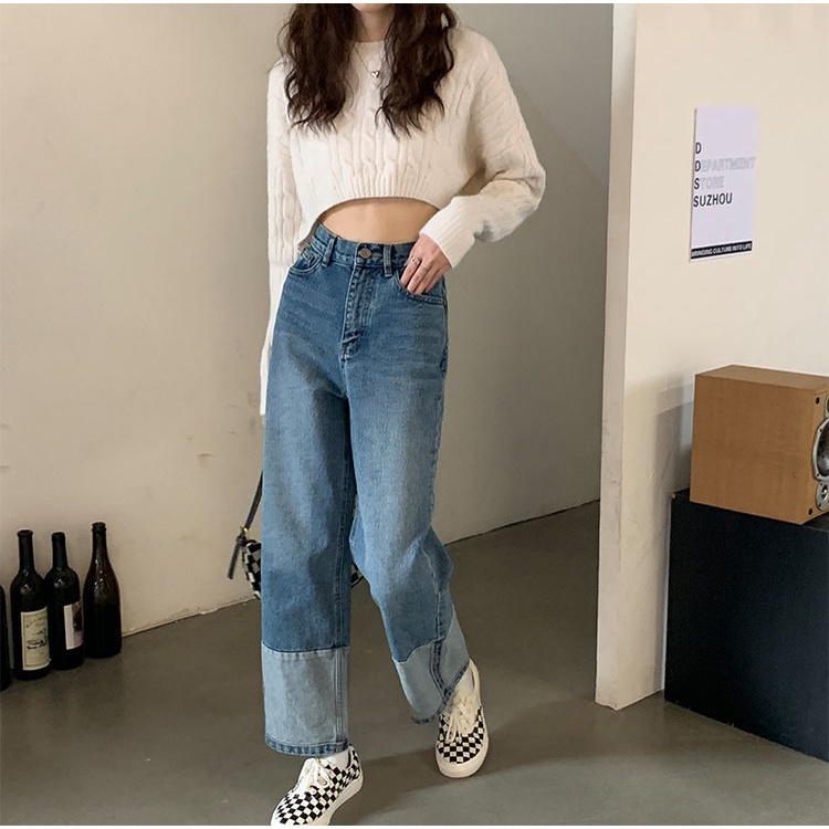 Quần jean nữ ống rộng lưng cao thiết kế thời trang mùa thu/đông 2021 sành điệu | BigBuy360 - bigbuy360.vn