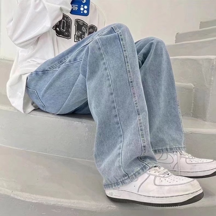 Quần Jean Ống Rộng Thời Trang Hàn Quốc Dành Cho Nam Nữ