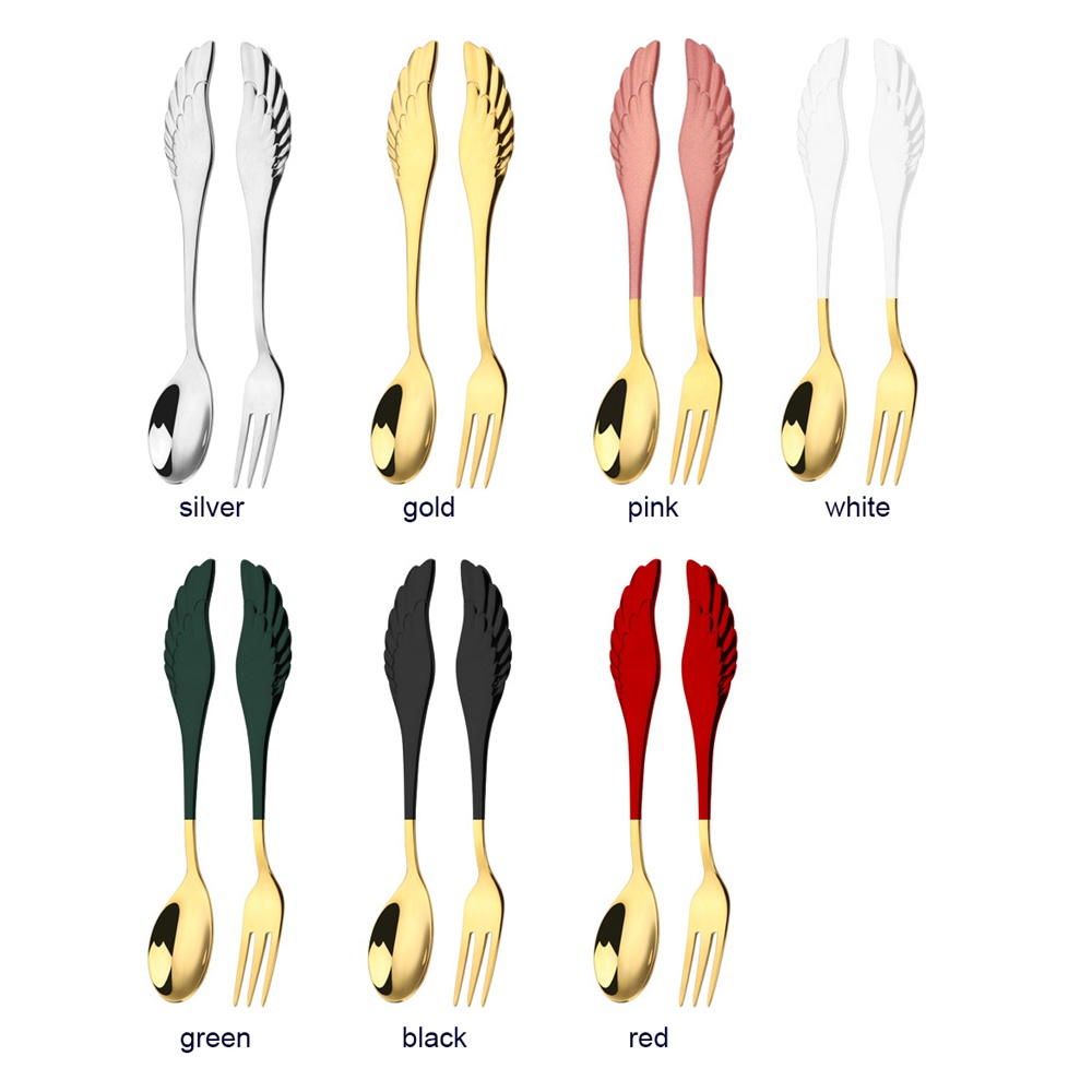 Bộ muỗng nĩa hình cánh thiên thần bằng thép không gỉ 304