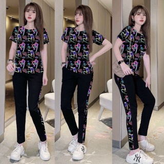Đồ bộ nữ in họa tiết trái tim siêu xinh