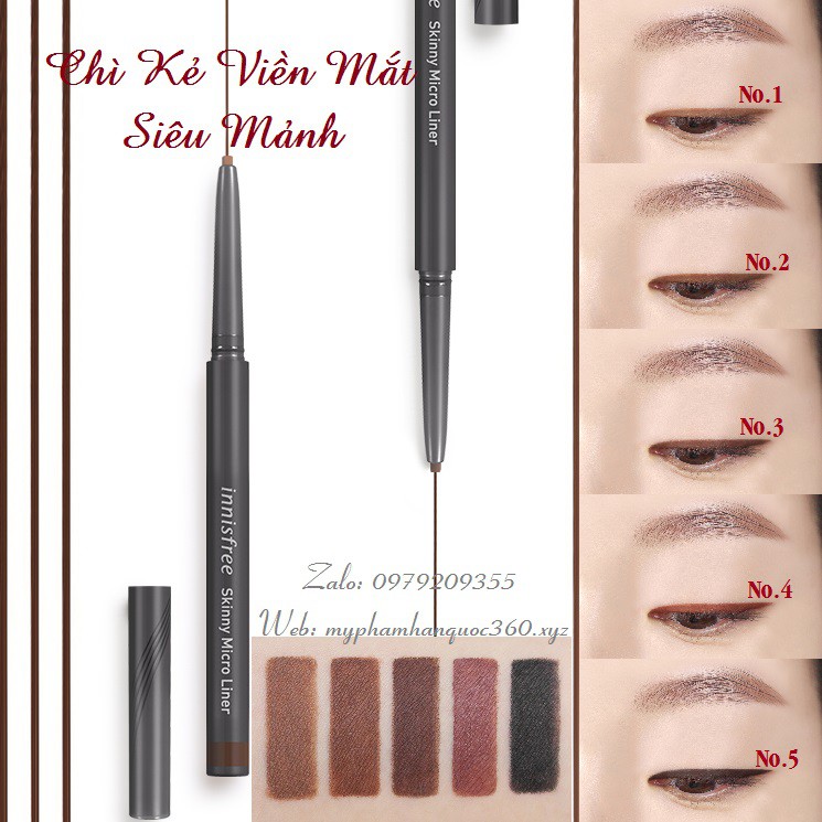 Chì Kẻ Mắt Chống Thấm Nước – Innisfree Skinny Micro Liner 0.14g