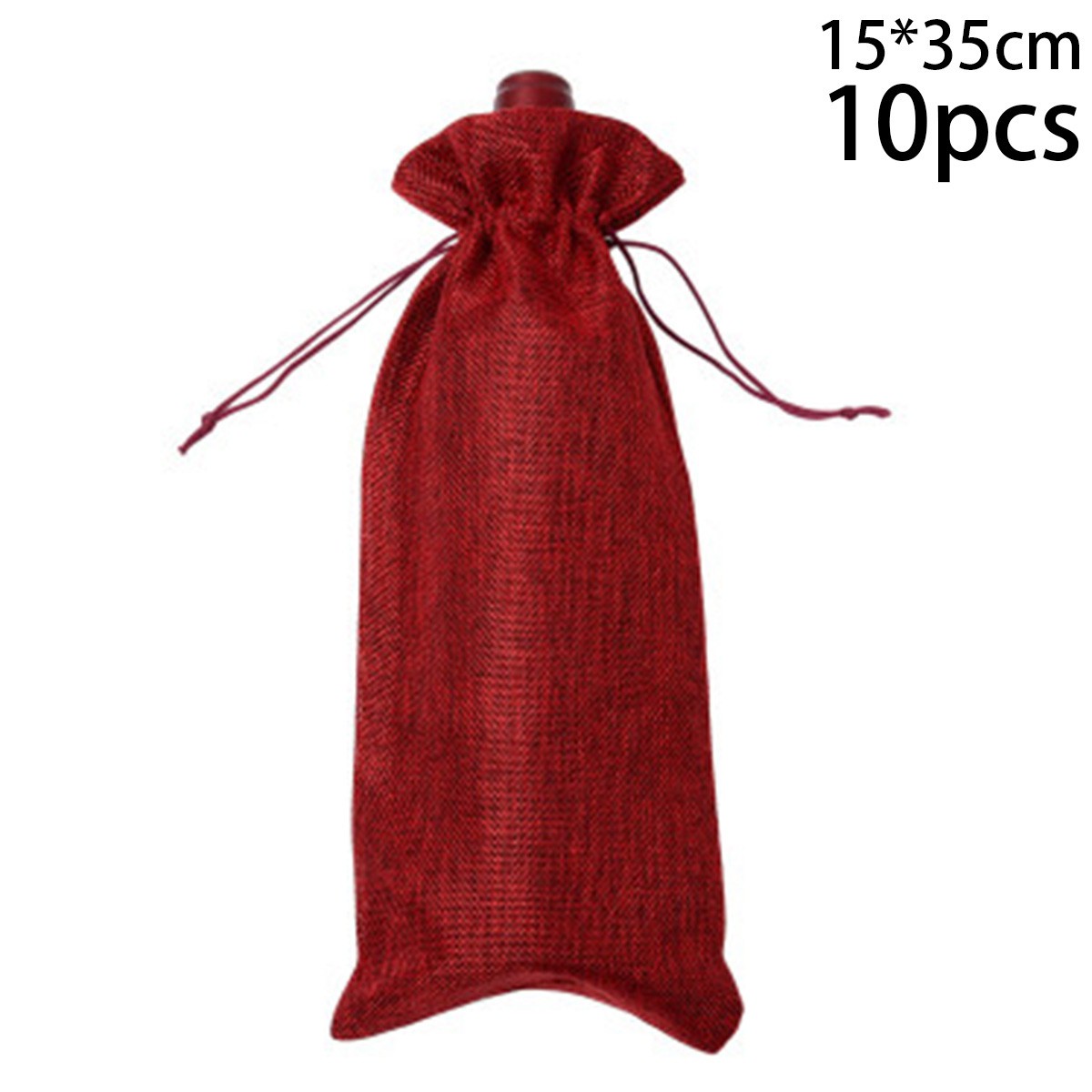 Set 10 túi dây rút bọc bảo vệ chai rượu chống bụi kích thước 15x35cm dùng để trang trí tiệc cưới/giáng sinh