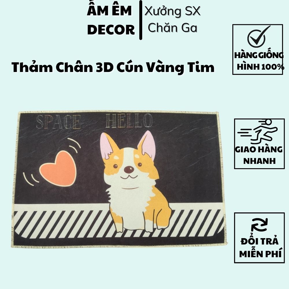 Thảm Chân 3D Chống Trơn Trượt Kích Thước 40x60CM - Xưởng Gia Công Thảm Chân 3D Ấm Êm Decor