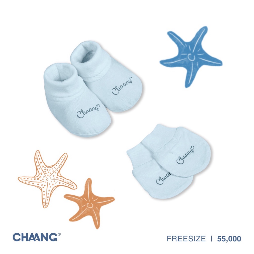 (Hàng mới về) Set bao tay bao chân sơ sinh Chaang - BST sơ sinh Under the sea Chaang 2022 - BST Sơ sinh Under the sea