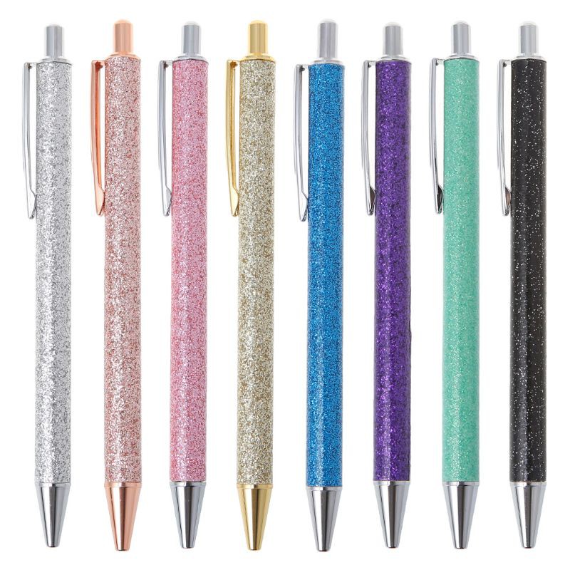 zuo✨Luxury Bling Metal Ballpoint Pen 1.0mm Glitter Oil Flow Pens Office Supplies School Stationery