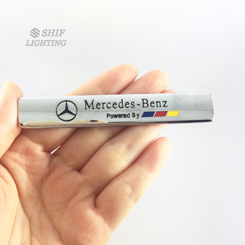 Logo Mercedes Benz bằng kim loại dán trang trí cho xe ô tô