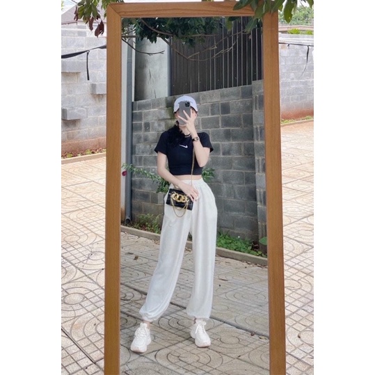 Sét áo croptop bozip phẩy nhỏ + quần bom TH6