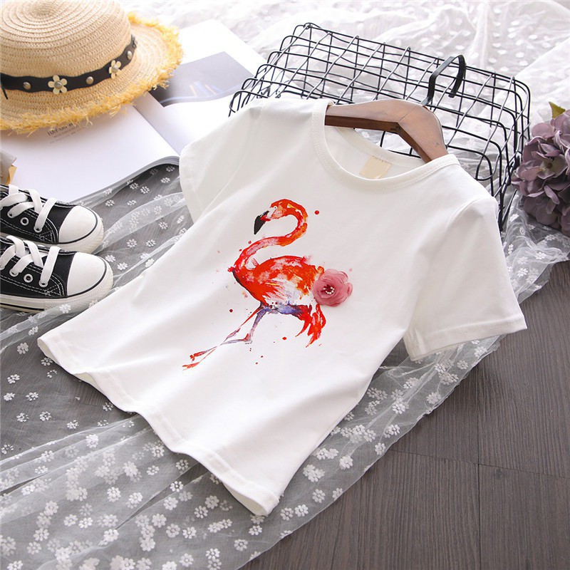 Set áo thun ngắn tay + chân váy lưới xòe thời trang cho bé gái