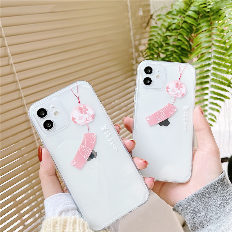 Ốp điện thoại TPU dẻo vuông chống sốc họa tiết chuông gió điều ước retro cho iPhone 12 11 Pro Max X XS Max XR 8 7 Plus