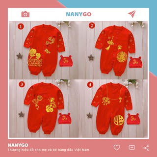 Body Tết Tài Lộc Dài Tay Liền Thân Màu Đỏ Mẫu Quần Áo Bé Trai Bé Gái Sơ Sinh - [BDD11]