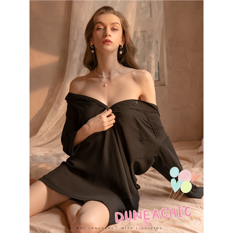 DUNEA Áo ChoàNg Ngủ Cổ Chữ V KhoéT Sâu GợI CảM Cho Nữ