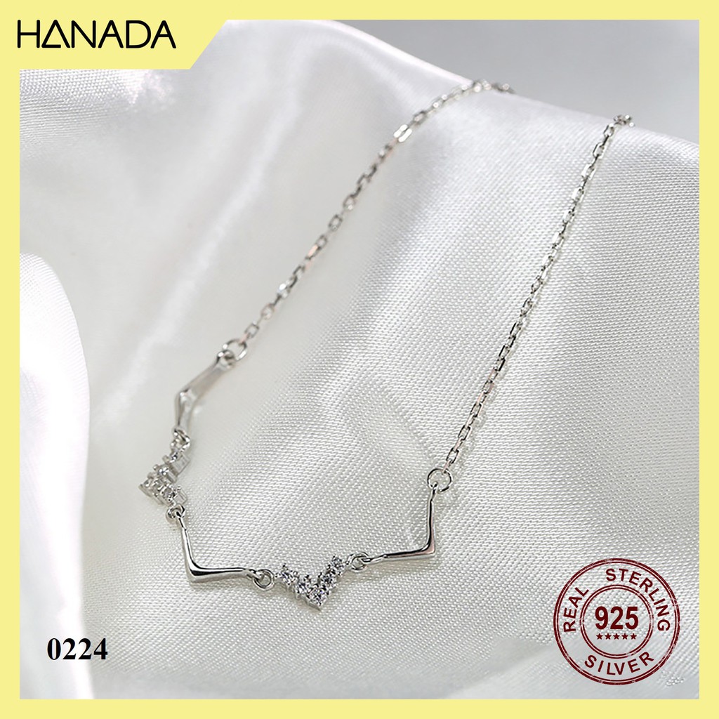 Lắc Tay Bạc 925 Cao Cấp Hanada Phụ Kiện Thời Trang Vòng Tay Nữ Đá Đơn Giản