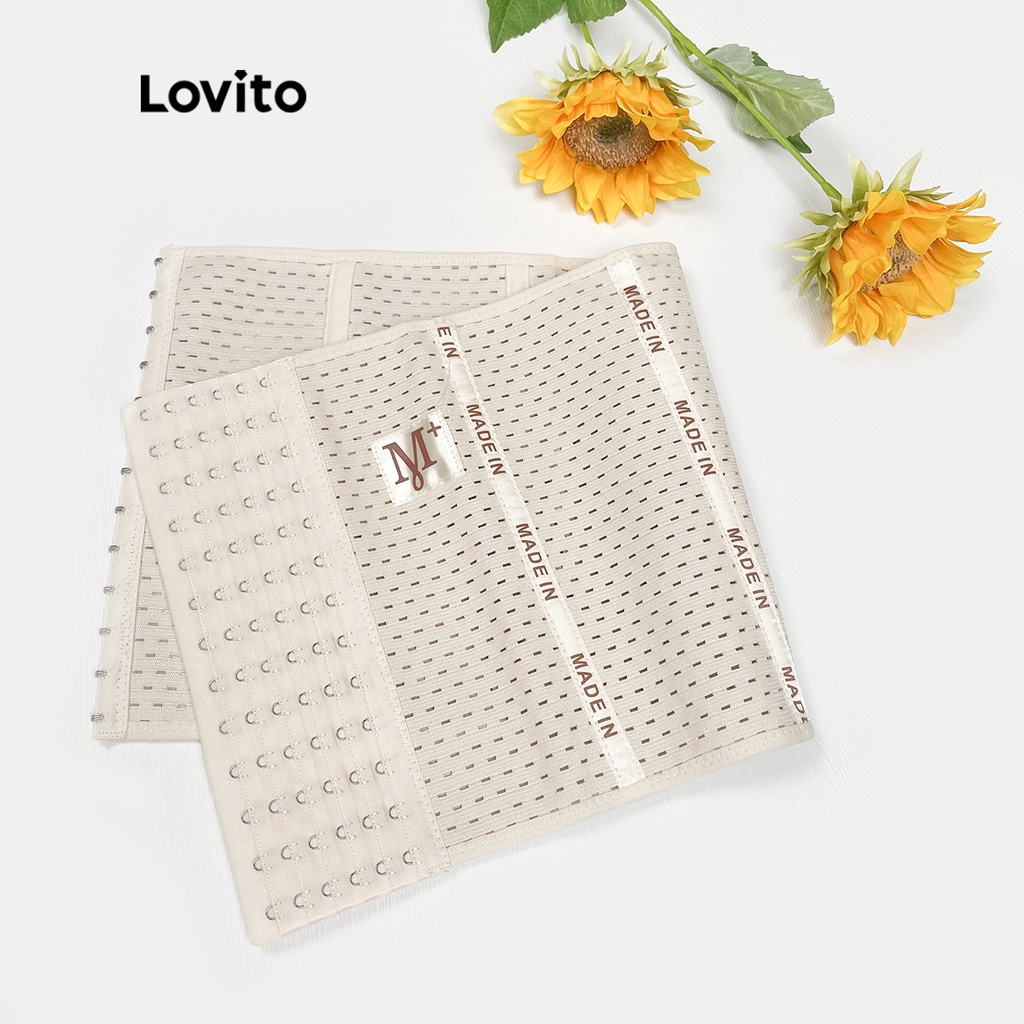 Áo nịt Lovito thoáng khí in chữ L00004 (màu đen/be) | BigBuy360 - bigbuy360.vn