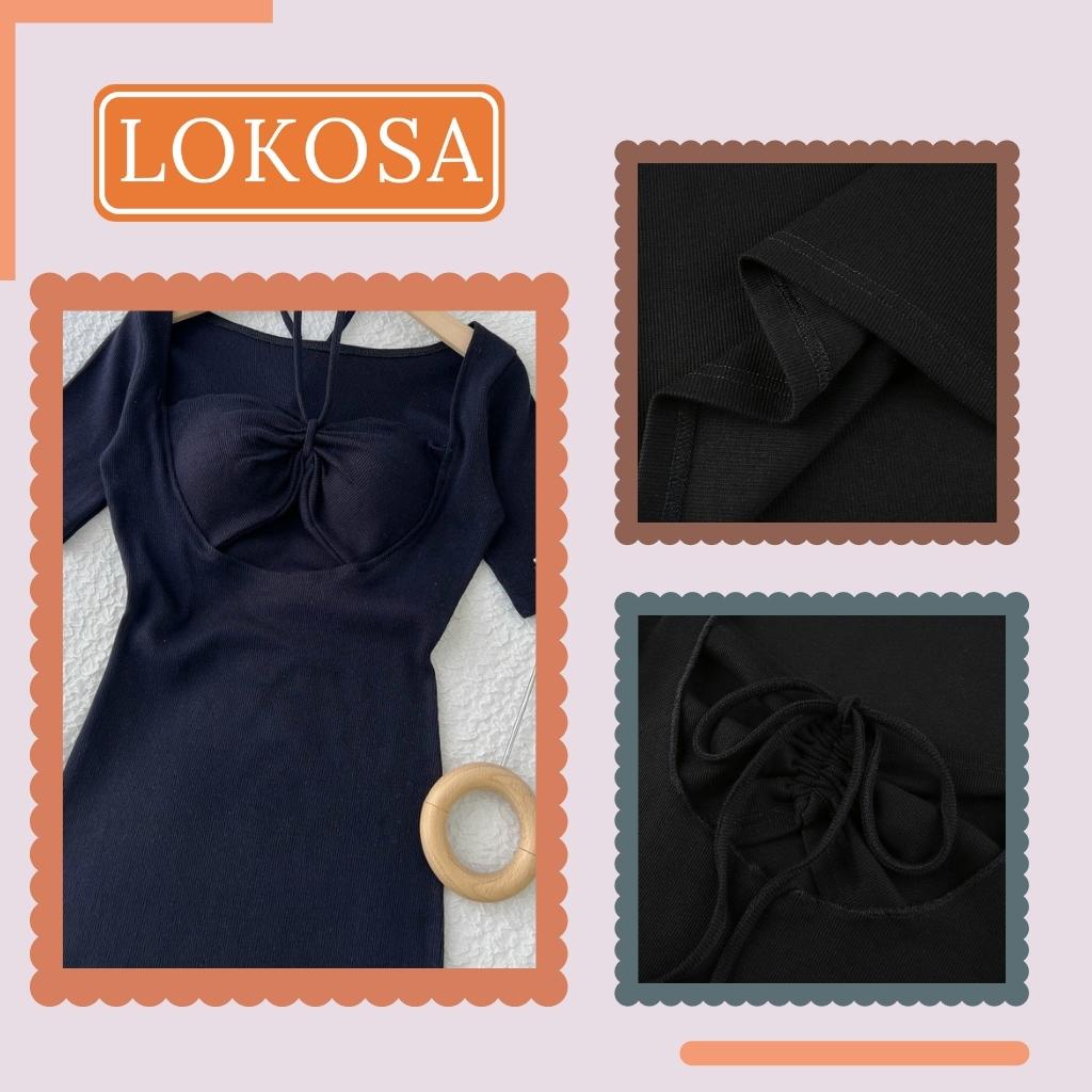 Đầm Body Nữ LOKOSA Váy Ôm Body Sexy Nhún Ngực Rút Dây Tay Ngắn Màu Trơn Đi Chơi, Đi Dự Tiệc Năng Động Sang Trọng VD074 | BigBuy360 - bigbuy360.vn